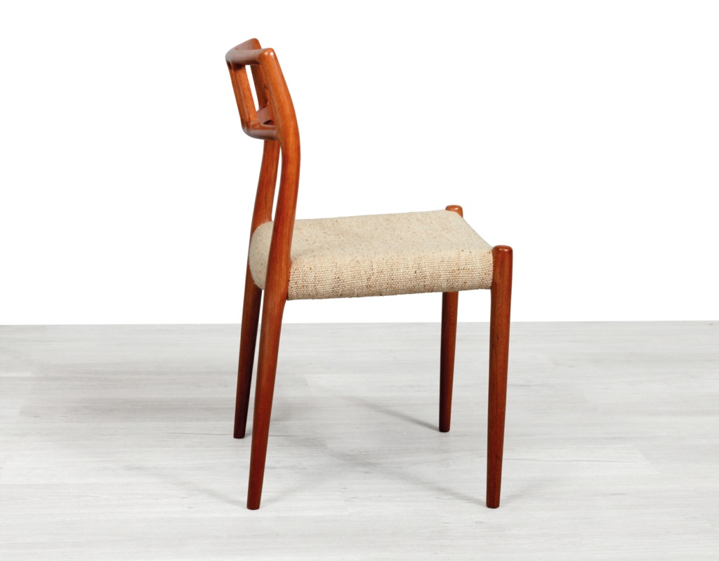 Mid century modern Niels Otto Moller Dining Chair Model 79 Danish vintage imported seating 1960 Denmark original Scandinavian design JL Mollers Mobelfabrik side view