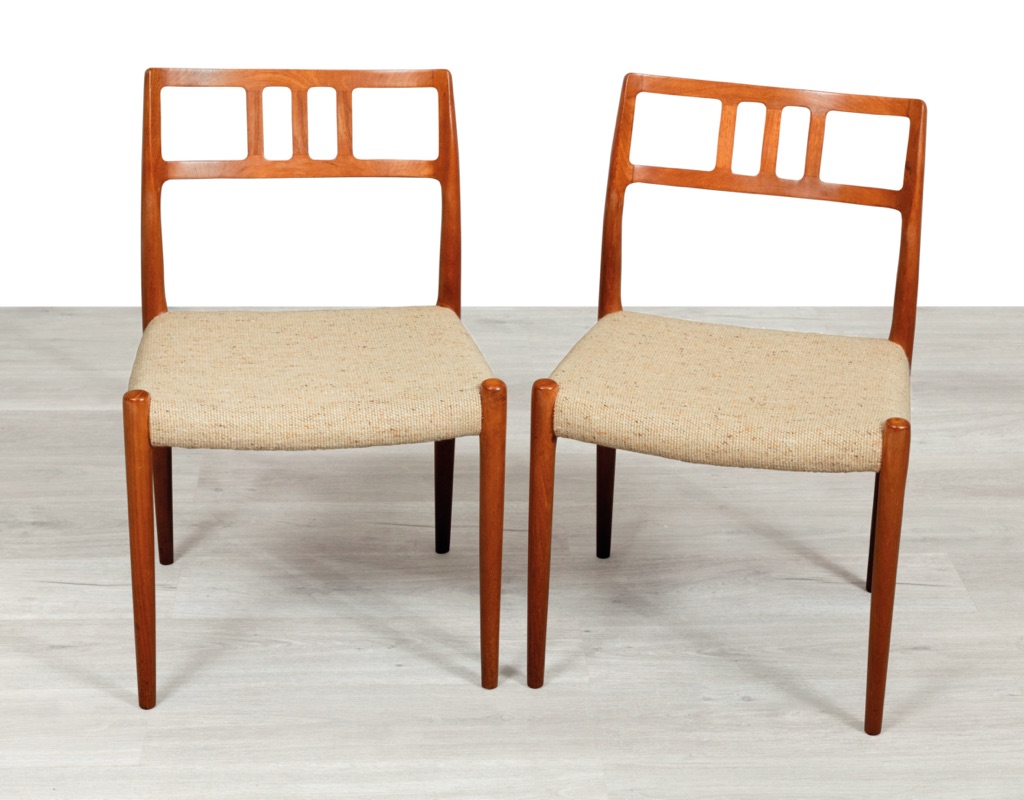 Mid century modern Niels Otto Moller Dining Chair Model 79 Danish vintage imported seating 1960 Denmark original Scandinavian design JL Mollers Mobelfabrik pair chairs