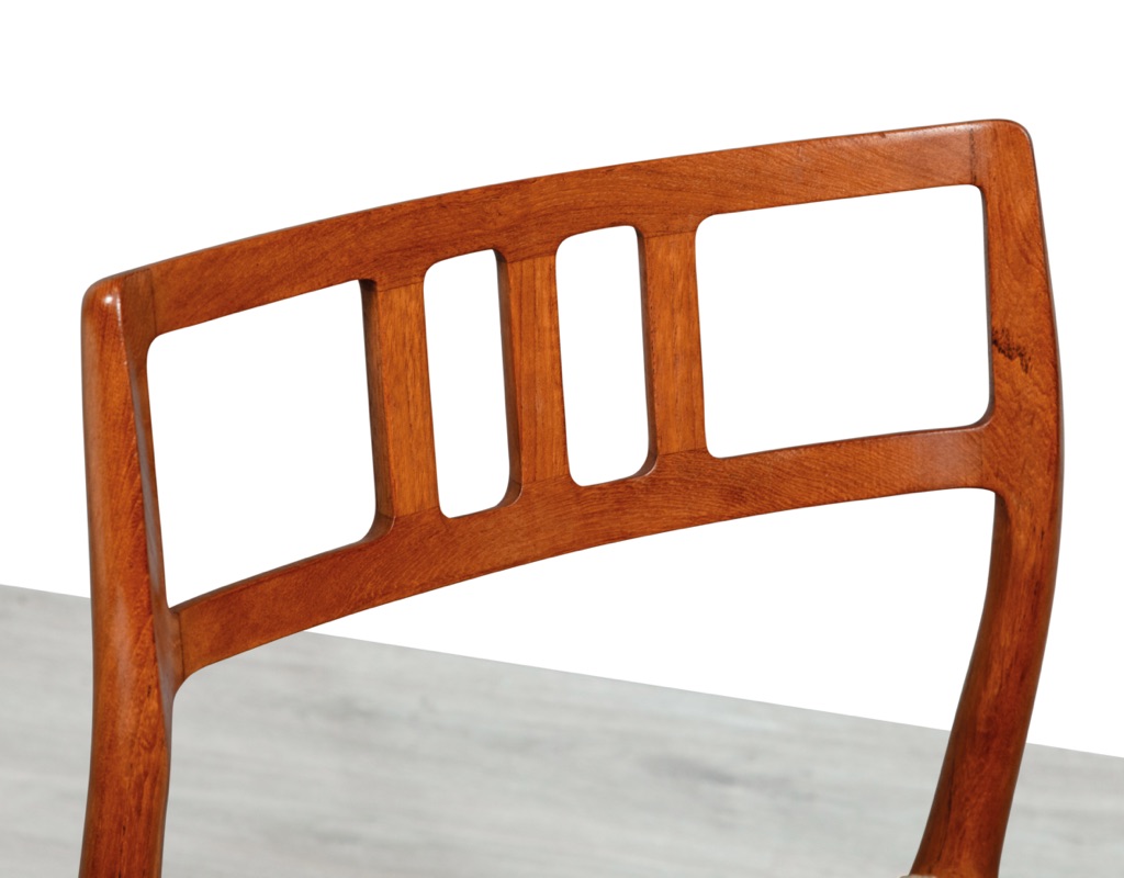 Mid century modern Niels Otto Moller Dining Chair Model 79 Danish vintage imported seating 1960 Denmark original Scandinavian design JL Mollers Mobelfabrik backrest teak