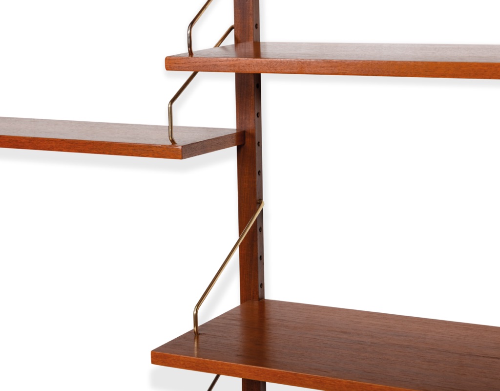 Mid century modern Poul Cadovius Royal shelving system by CADO Denmark 1950 modular wall mounted shelving unit in teak imported original Scandinavian design for storage brackets