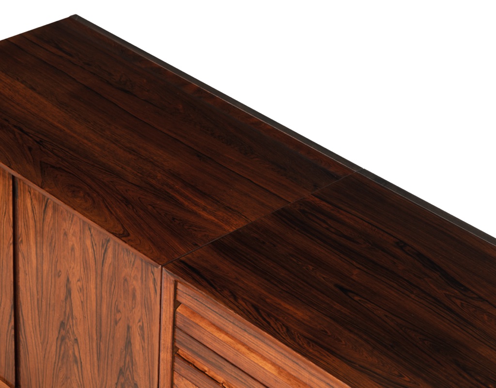 Mid century modern Poul Cadovius floating sideboard credenza CADO Danish vintage Brazilian rosewood storage modular shelving Scandinavian original imported design 1960 top view wall mounted
