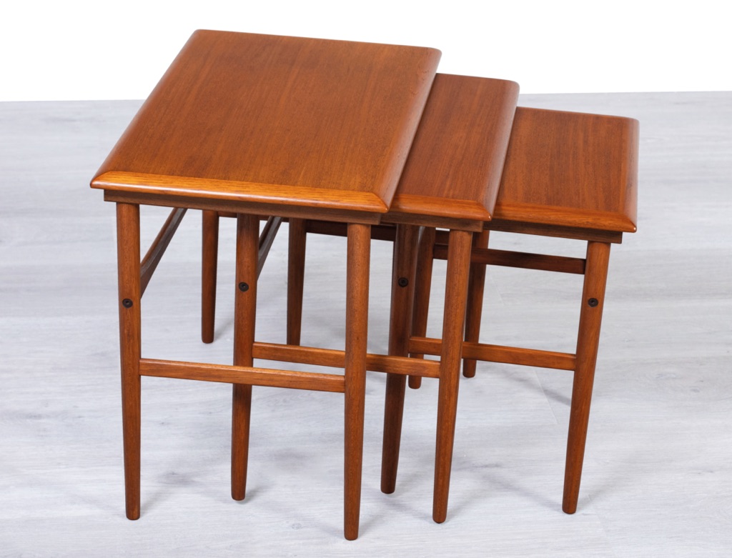 Mid century modern Poul Hundevad nesting tables nest of tables occasional Danish vintage teak 1960s