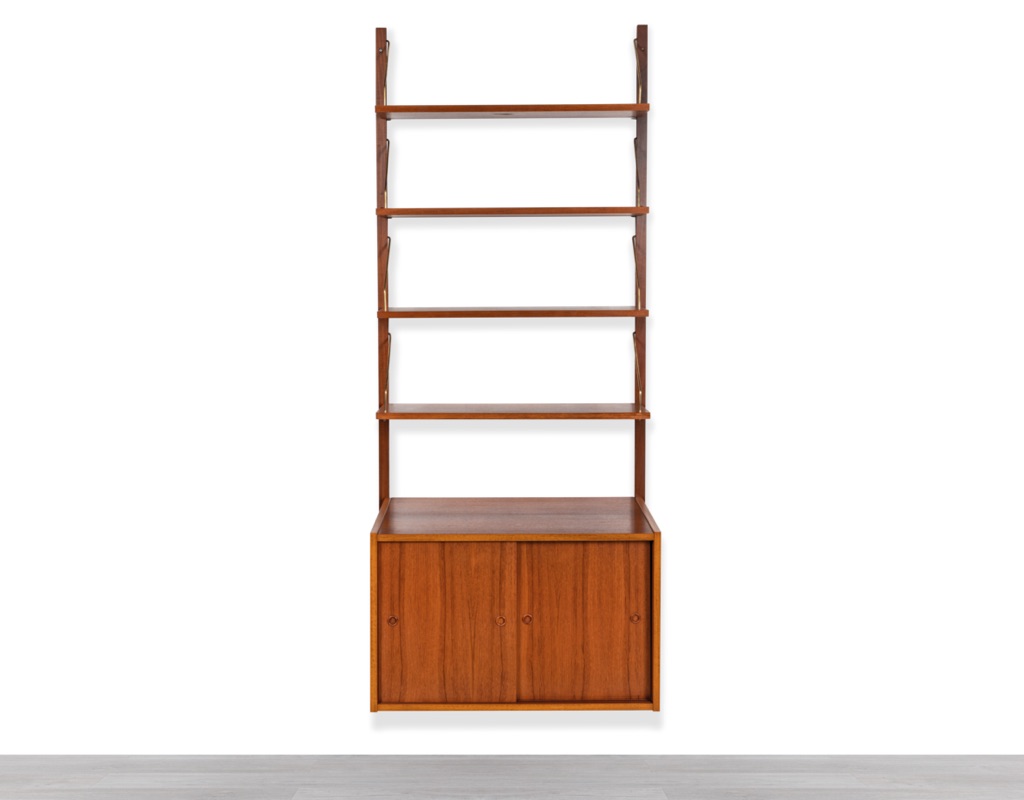 Mid century modern Peter Sorensen shelving system Danish vintage 1960 wall mounted Poul Cadovius PS System bookshelf storage teak modular Kai Kristiansen Hans Wegner original Scandinavian design Melbourne Brunswick East