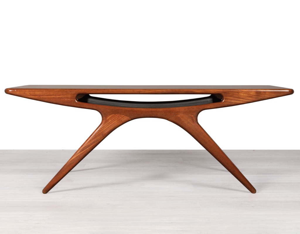 Mid century modern Smile Coffee Table by Johannes Andersen for CFC Silkeborg in teak Danish original vintage 1950 imported iconic