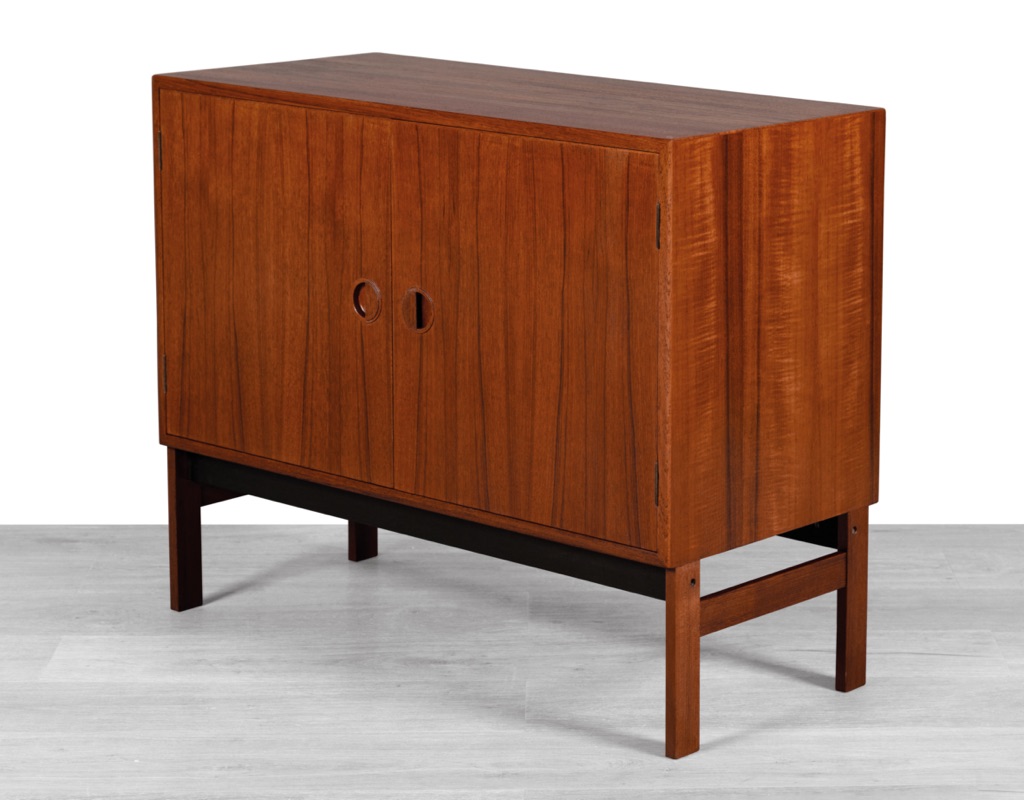 Mid century modern Danish 1960s stereo hifi cabinet Rud Thygesen and Johnny Sorensen for Hansen & Guldborg vintage record storage side view