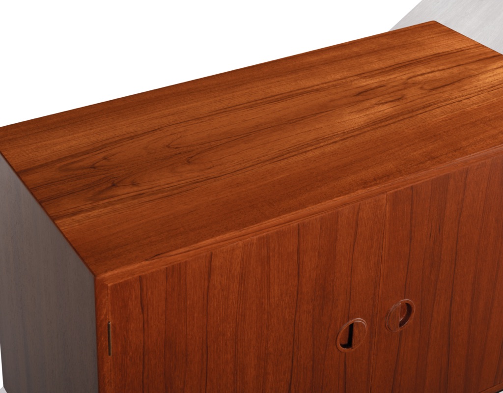 Mid century modern Danish 1960s stereo hifi cabinet Rud Thygesen and Johnny Sorensen for Hansen & Guldborg vintage record storage round handles