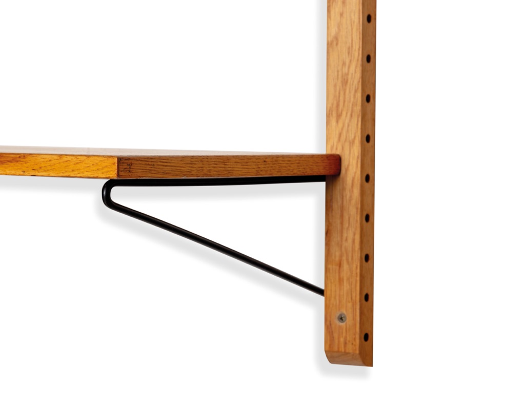 Mid century modern Danish Kurt Ostervig Poul Cadovius shelving system Brazilian Rosewood teak wall mounted FM Mobler 1960 Denmark Peter Sorensen bookshelf storage teak Kai Kristiansen modular arms