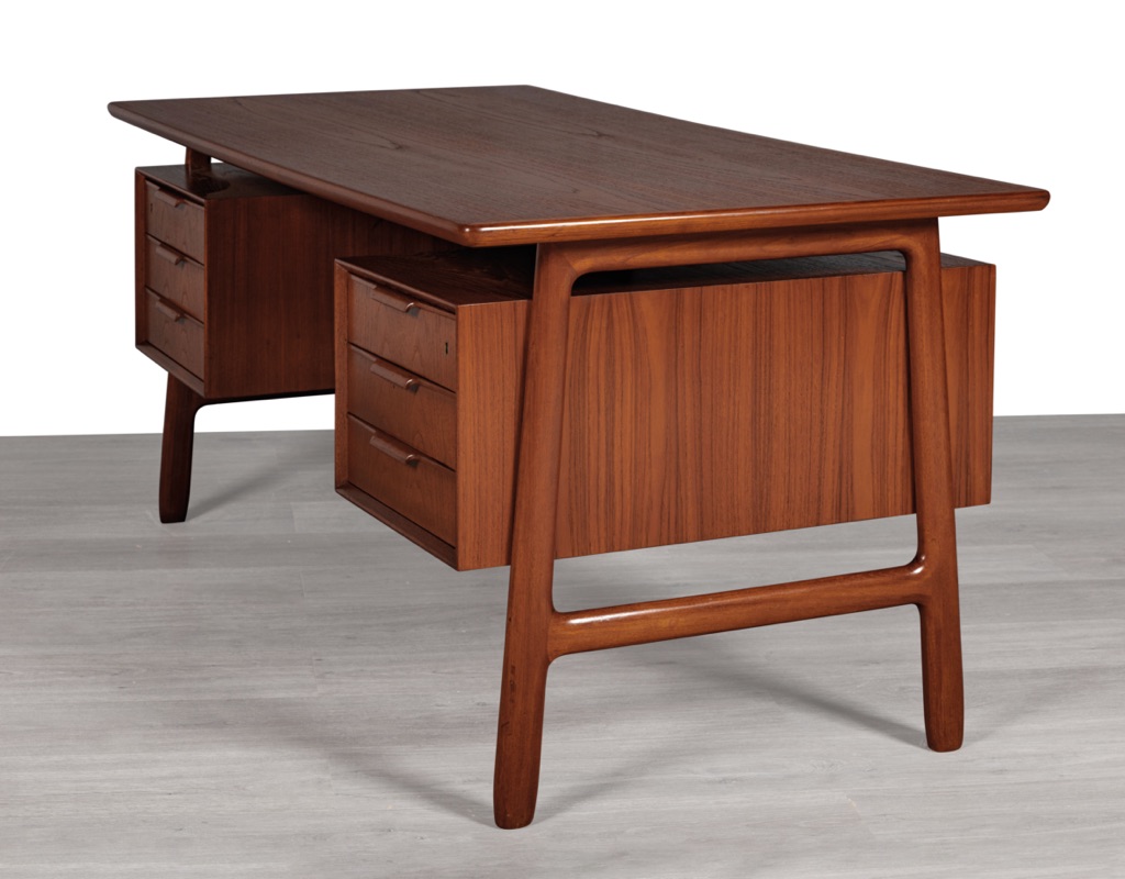 Mid Century Modern Danish Writing Desk Omann Jun Model 75 Gunni Omann 1960 Vintage Office Furniture Home Office Table Scandinavian Original Design Teak Rosewood floating top