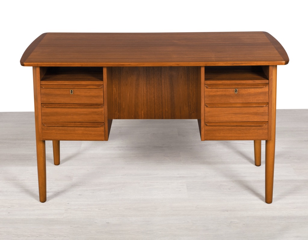 Mid century modern Desk Danish vintage 1960s teak Brazilian rosewood study or office furniture imported Scandinavian original design top view
