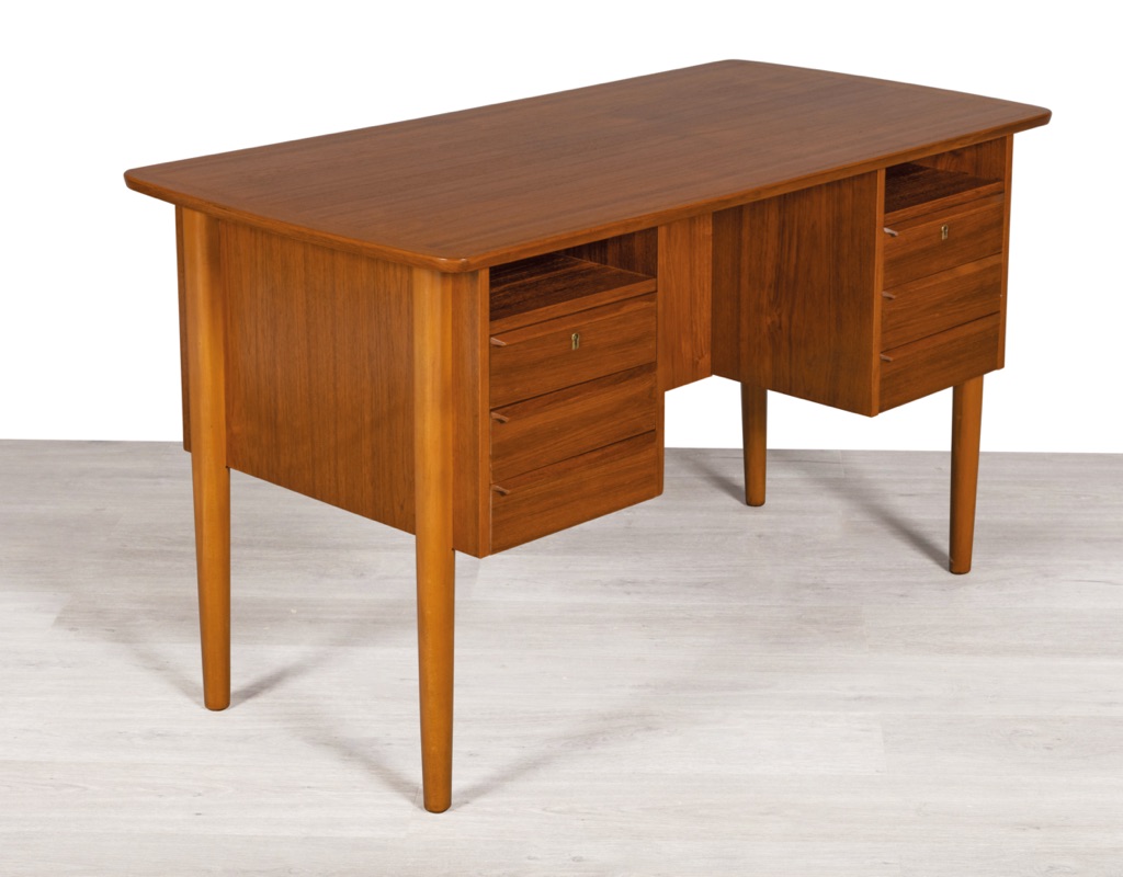 Mid century modern Desk Danish vintage 1960s teak Brazilian rosewood study or office furniture imported Scandinavian original design beech legs floating top