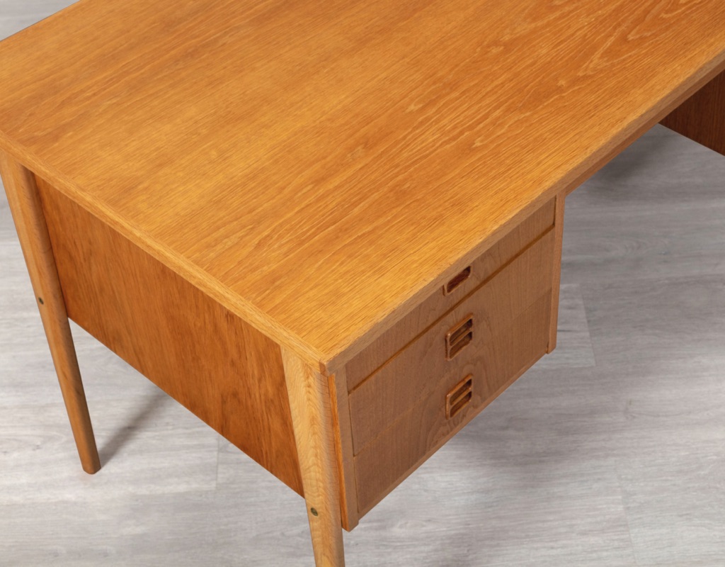 Mid century modern writing desk Danish vintage office designs by Erik Brouer Svend Aage Madsen Peter Lovig Nielsen European oak 1960s top