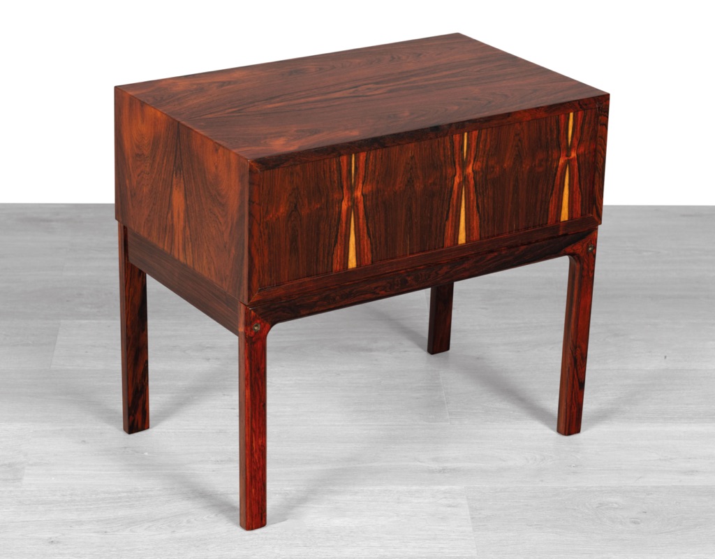 Mid century modern Danish 1960s Aksel Kjersgaard A/S cabinet Brazilian Rosewood two drawer bedside table original Scandinavian furniture Kai Kristiansen style