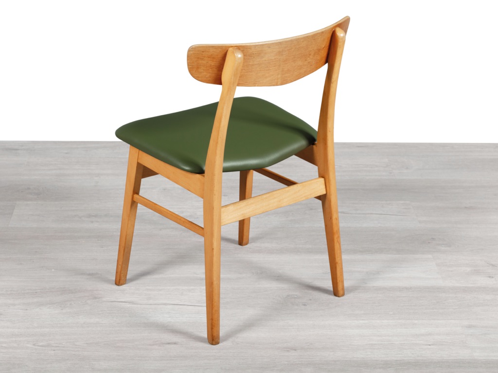Mid century modern Farstrup mobler dining chairs Danish vintage 1960s teak oak beechwood original Scandinavian dining room furniture seating leather seat hans wegner style backrest