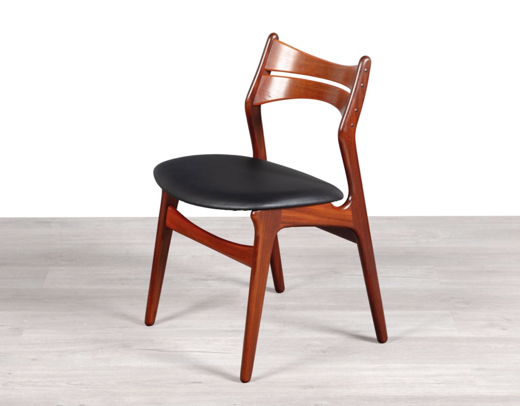 Mid century modern Erik Buch Model 310 dining chairs Danish vintage 1960s teak Christiansens Mobelfabrik original Scandinavian seating teak Brazilian Rosewood profile frame