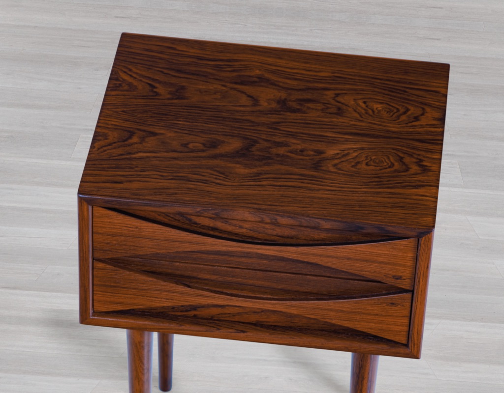 Niels Clausen NC Mobler Pair Nightstand Danish 1960s Mid Century Modern Brazilian Rosewood Bedside Cabinet Scandinavian Vintage Drawers Bedroom Top