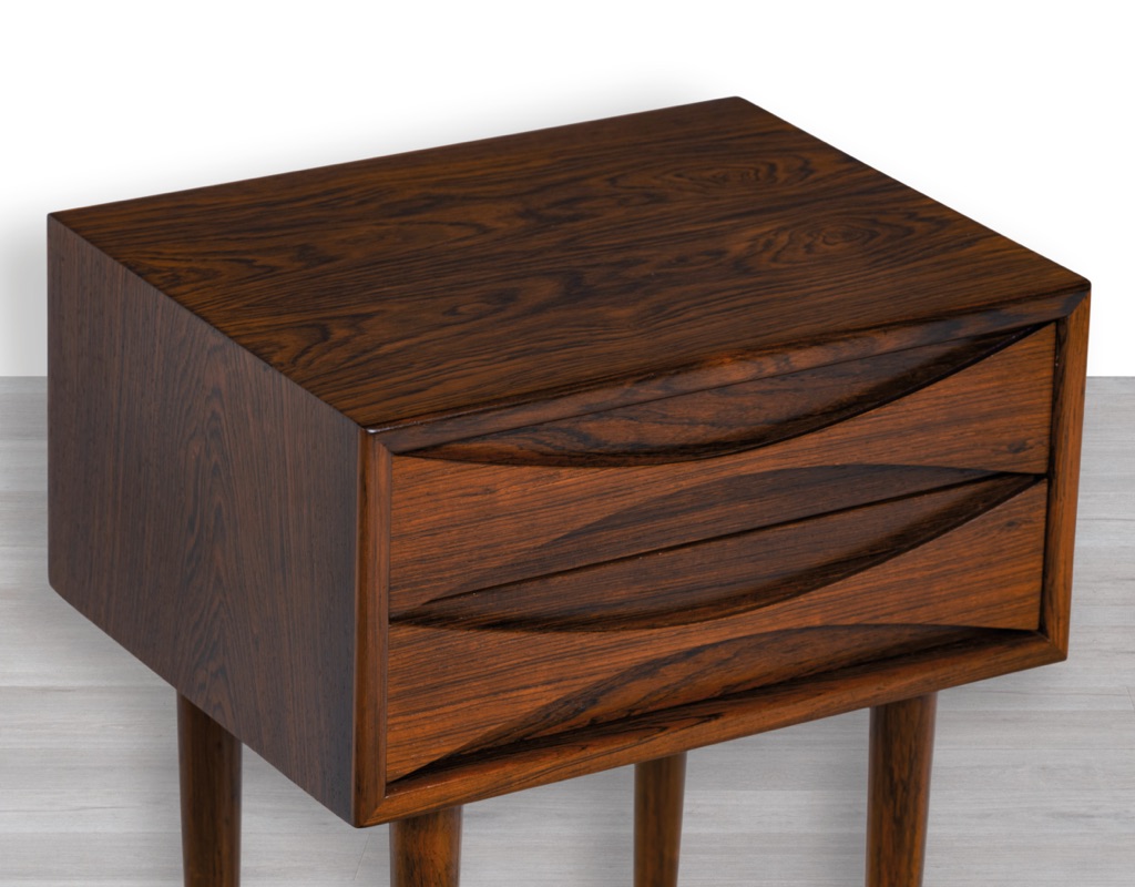 Niels Clausen NC Mobler Nightstand Danish 1960s Mid Century Modern Brazilian Rosewood Bedside Cabinet Scandinavian Vintage Drawers Bedroom Handles
