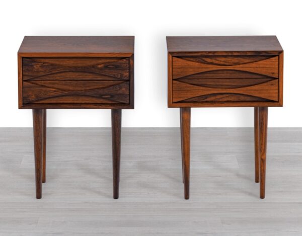 Niels Clausen NC Mobler Nightstand Danish 1960s Mid Century Modern Brazilian Rosewood Bedside Cabinet Scandinavian Vintage Drawers Bedroom Pair
