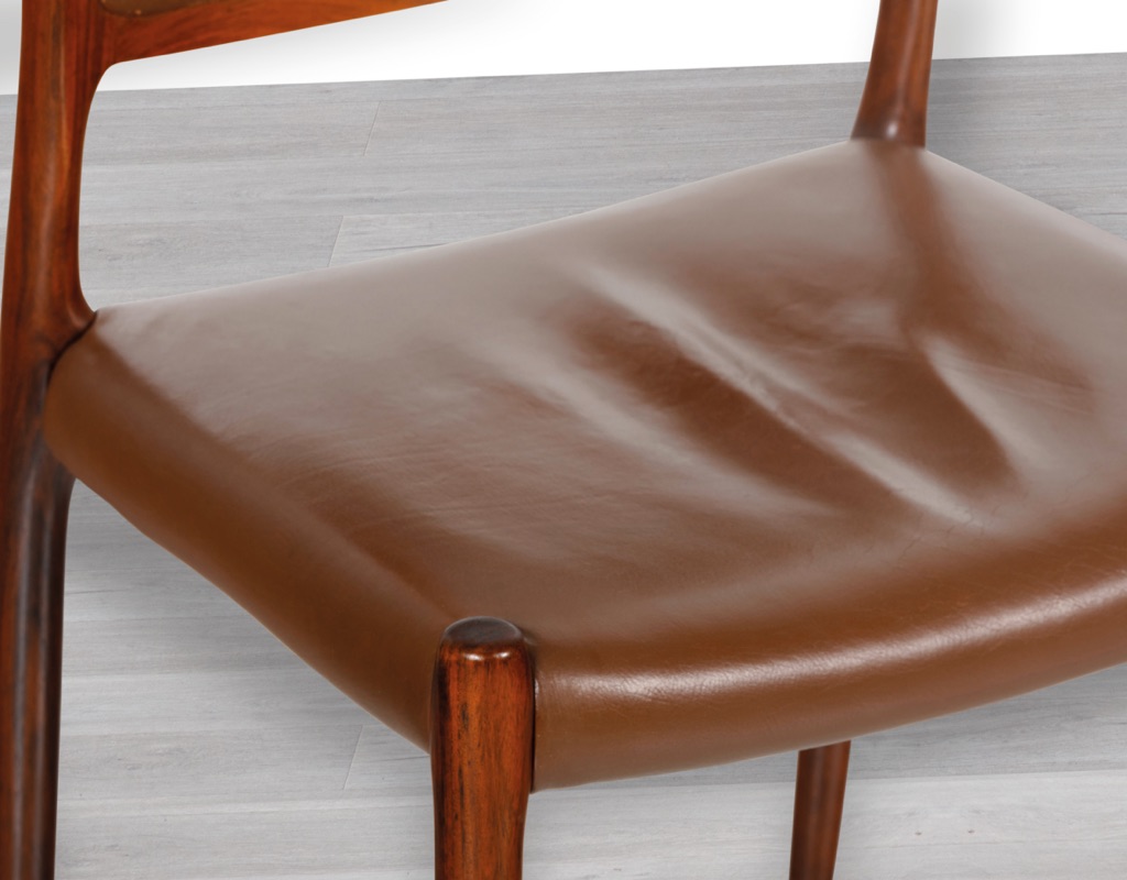 Niels Otto Moller Model 80 Dining Chairs Brazilian Rosewood J.L. Mollers Mobelfabrik Danish 1960s Mid Century Modern Original Scandinavian Design Leather