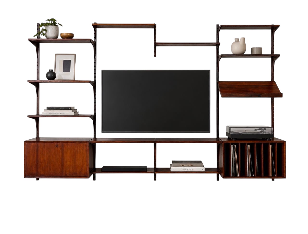 Poul Cadovius Shelving Unit Danish Vintage Brazilian Rosewood Mid Century Modern Bookshelf Wall Mounted TV Unit