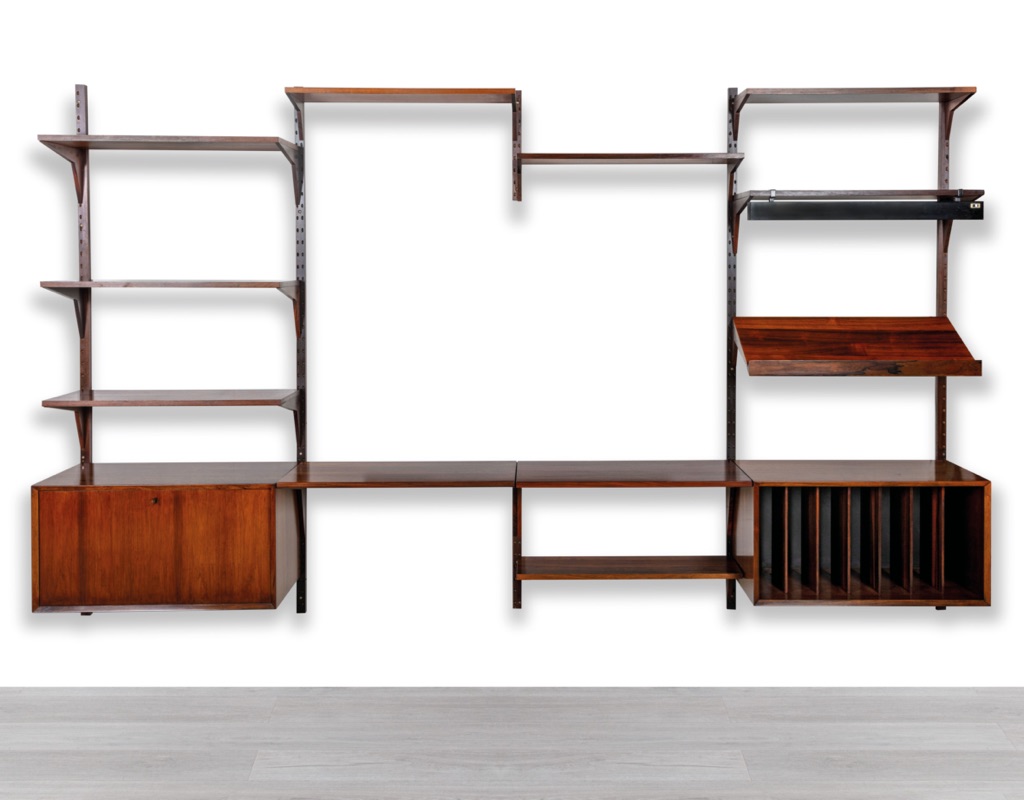 Poul Cadovius CADO Shelving Unit Bookshelf Danish Vintage 1960s Brazilian Rosewood Mid Century Modern Wall Mounted TV Unit