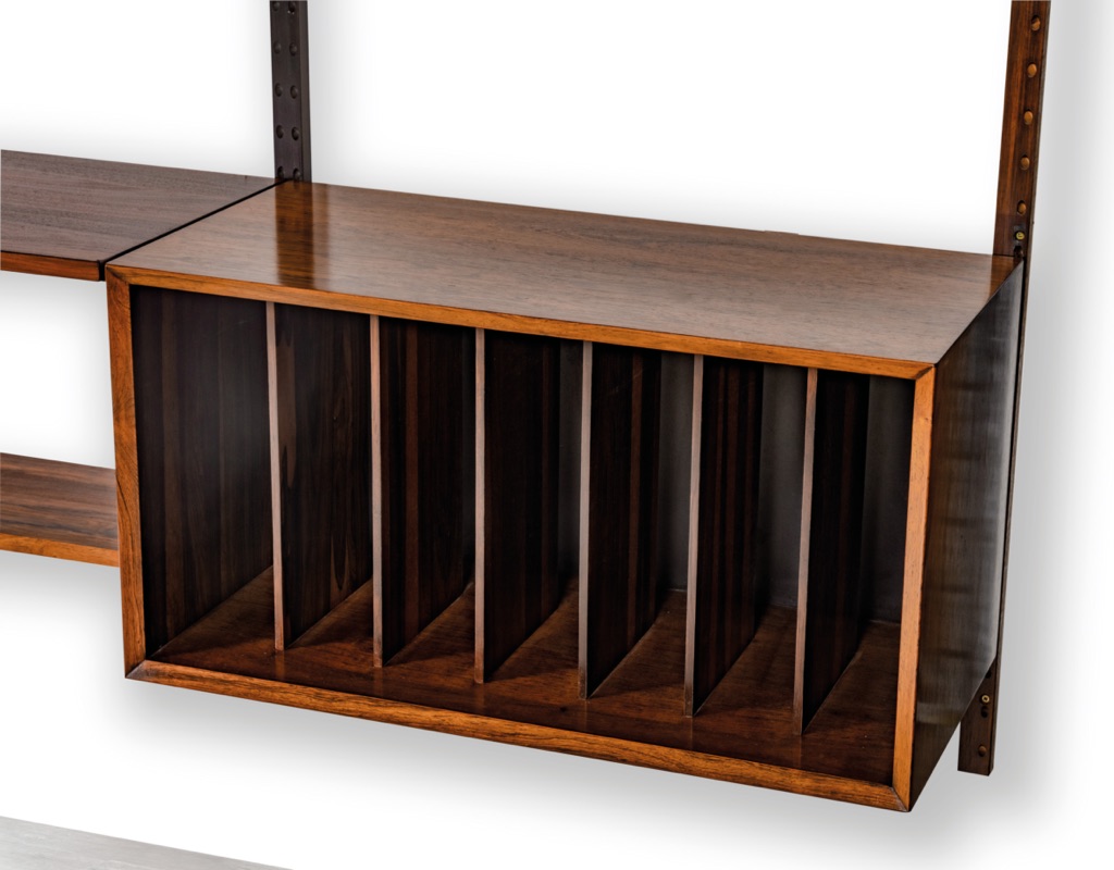 Poul Cadovius CADO Shelving Unit Bookshelf Danish Vintage 1960s Brazilian Rosewood Mid Century Modern Wall Mounted TV Unit Record Holder