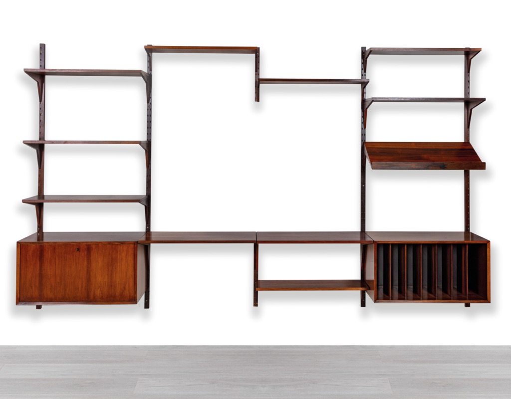 Poul Cadovius CADO Shelving Unit Bookshelf Danish Vintage 1960s Brazilian Rosewood Mid Century Modern Wall Mounted Modular TV Unit