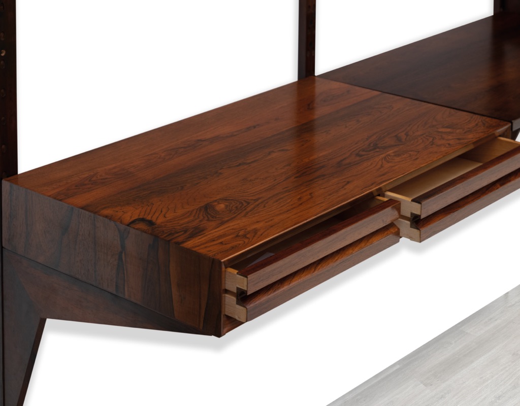 Mid century modern Poul Cadovius Shelving System Cado 1960s Wall Mounted Bookshelf Brazilian Rosewood Danish vintage storage Royal System Modular desk component