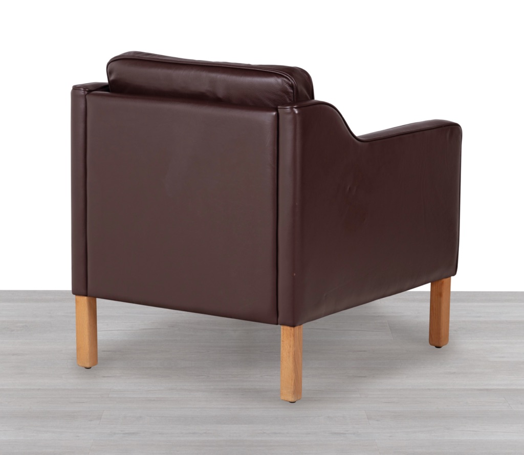 Skipper Armchair Danish Mid Century Modern Vintage Brown Leather Stouby Mogens Hansen Design Scandinavian Seating Borge Mogensen