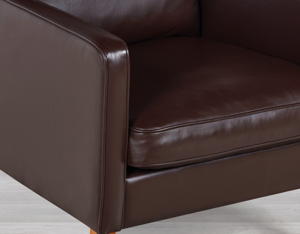 Skipper Armchair Danish Mid Century Modern Vintage Leather Stouby Mogens Hansen Design Scandinavian Seating Borge Mogensen Brown Cushions