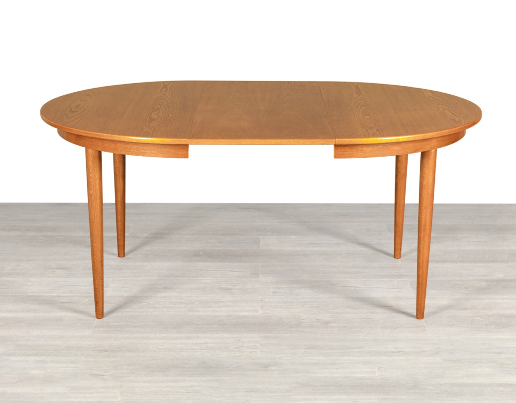 Mid century modern dining table Danish 1960s European oak round extension Skovmand & Andersen Denmark original Scandinavian tables compact extension