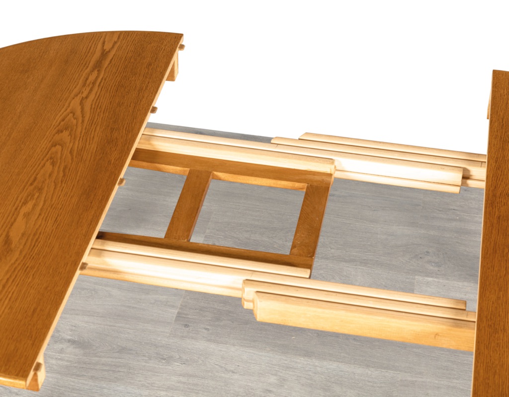Mid century modern dining table Danish 1960s European oak round extension Skovmand & Andersen Denmark original Scandinavian tables carrier system