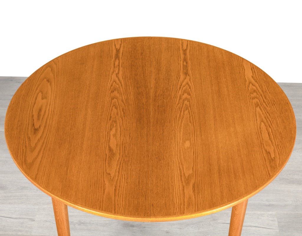 Mid century modern dining table Danish 1960s European oak round extension Skovmand & Andersen Denmark original Scandinavian tables round top
