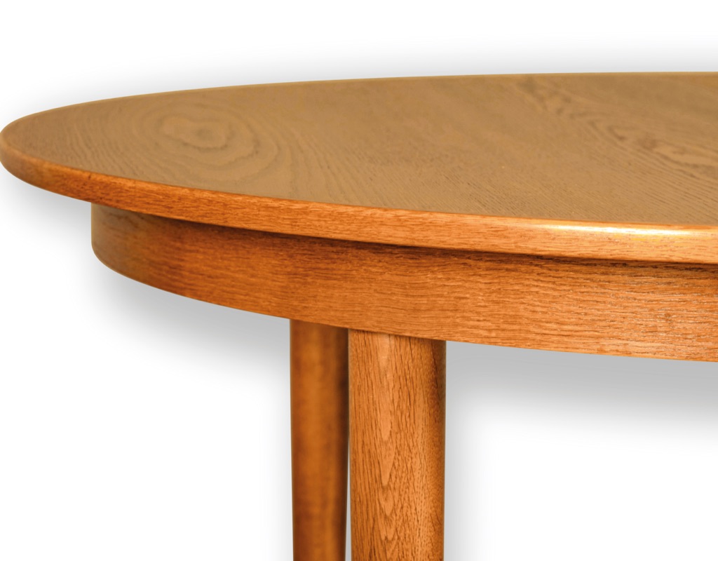 Mid century modern dining table Danish 1960s European oak round extension Skovmand & Andersen Denmark original Scandinavian tables detail