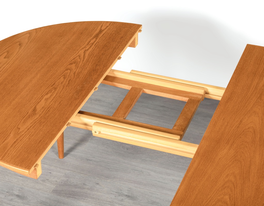 Mid century modern dining table Danish 1960s European oak round extension Skovmand & Andersen Denmark original Scandinavian tables extends plates
