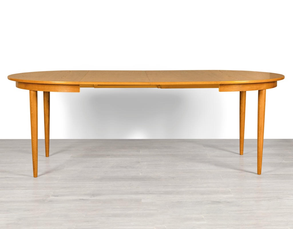 Mid century modern dining table Danish 1960s European oak round extension Skovmand & Andersen Denmark original Scandinavian tables two leaves