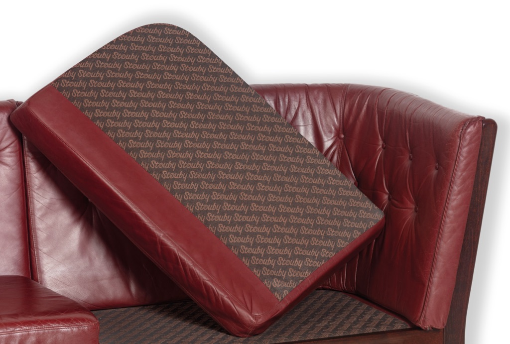 Danish Vintage Sofa Stouby Furniture Model Monica Couch Beechwood Spindle Back Frame Plum Leather Patina Original Scandinavian Seating Makers Label