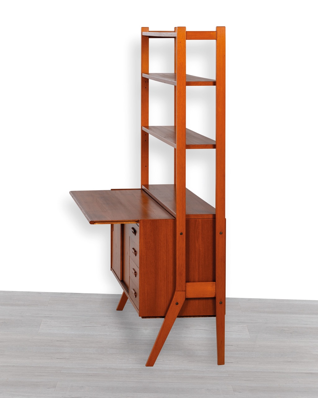 Swedish 1960s Bookcase Bookshelf Bengt Ruda Kurt Ostervig Teak Vintage Pull Out Desk Shelf Ikea Mid Century Modern Freestanding Adjustable Shelf