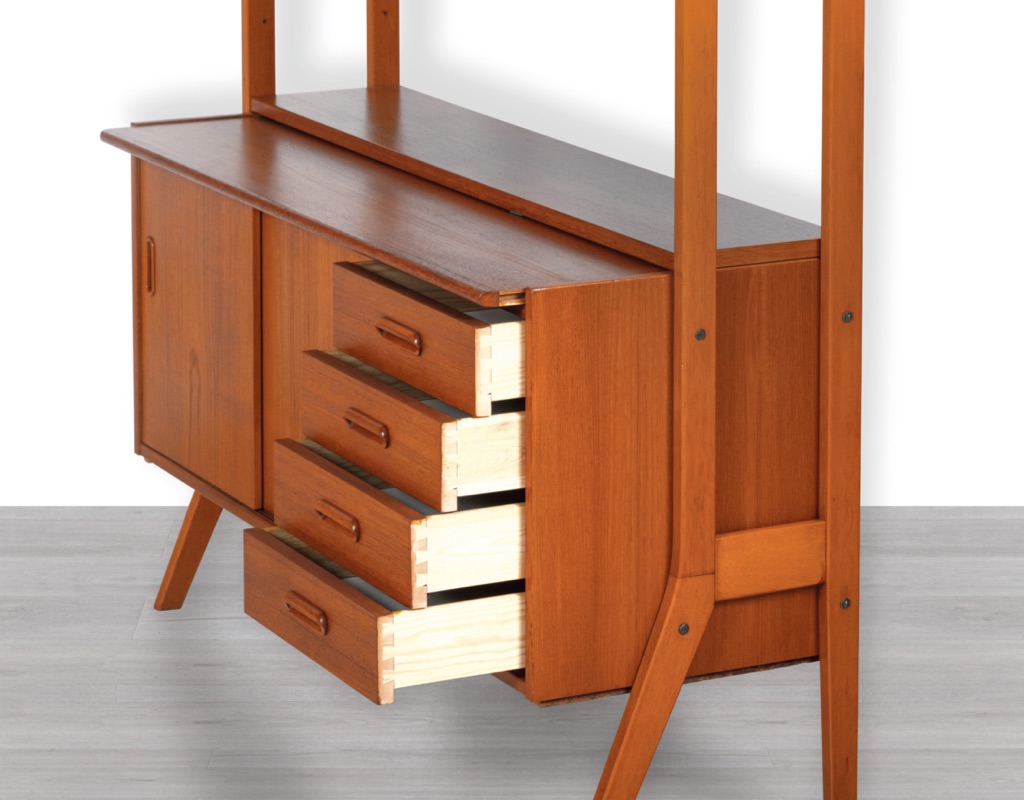 Swedish 1960s Bookcase Bookshelf Bengt Ruda Kurt Ostervig Teak Vintage Pull Out Desk Shelf Ikea Mid Century Modern Freestanding Room Divider Drawers