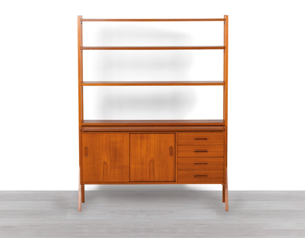 Swedish 1960s Bookcase Bookshelf Bengt Ruda Kurt Ostervig Teak Vintage Pull Out Desk Shelf Ikea Mid Century Modern Freestanding Room Divider